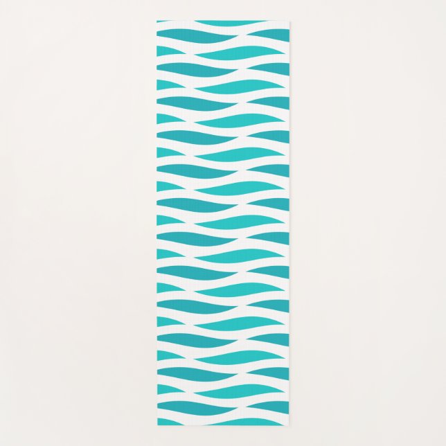 Sea waves blue pattern yoga mat (Front)