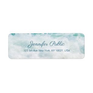 Sea Waves In Oil Handwritten Script Text Return Address Label