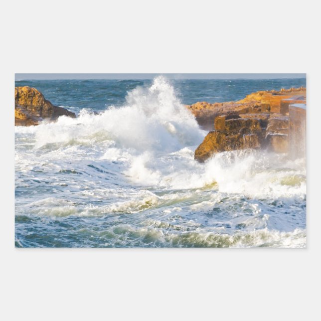 Sea waves rectangular sticker (Front)