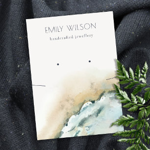 Sea Waves Sand Beach Earring Necklace Display Business Card