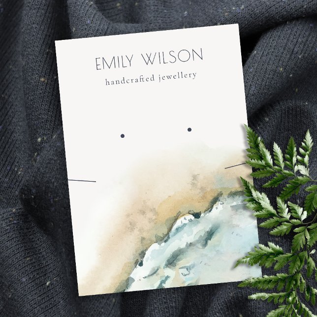 Sea Waves Sand Beach Earring Necklace Display Business Card (Creator Uploaded)