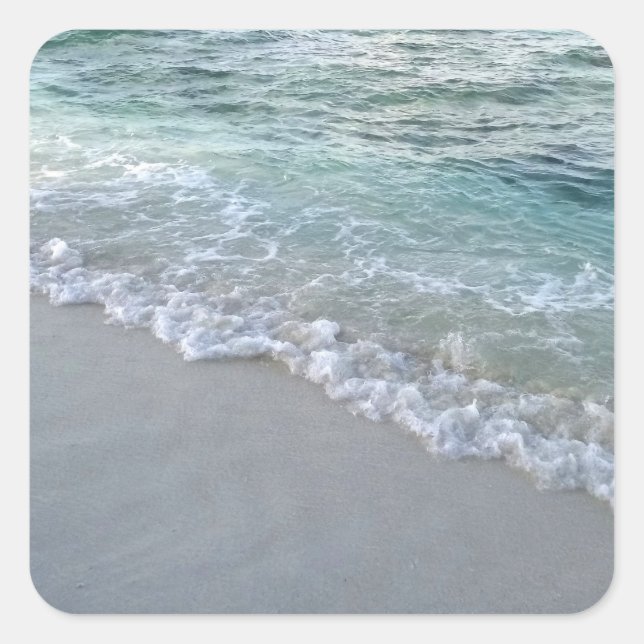 Sea Waves Sand Blank Template Maldives Nature Square Sticker (Front)