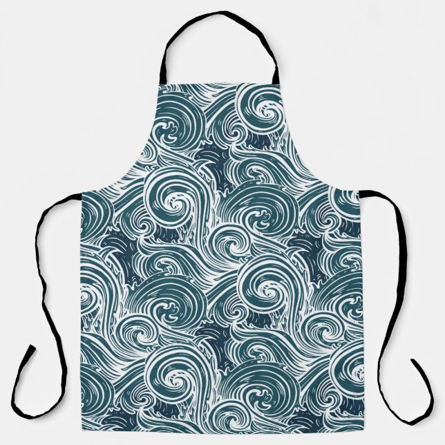 Sea waves seamless pattern apron (Front)