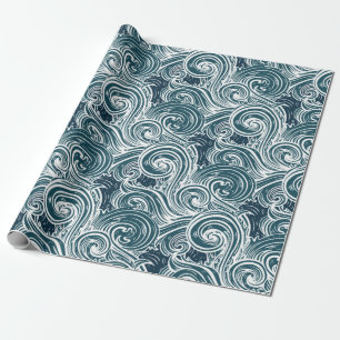 Sea waves seamless pattern wrapping paper
