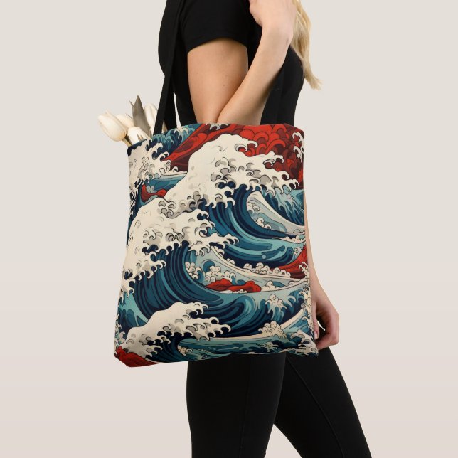 Sea Waves Ukiyo-e Tote Bag (Close Up)