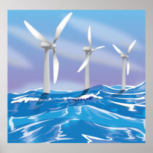 Sea Wind Power turbines Poster