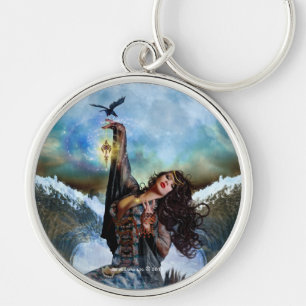 Sea Witch Magical Mermaid Round Art Keychain