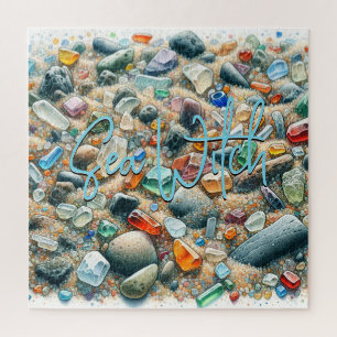 Sea Witch Sea Glass Sand Pebbles Beach Summer Jigsaw Puzzle