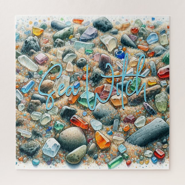 Sea Witch Sea Glass Sand Pebbles Beach Summer Jigsaw Puzzle (Vertical)