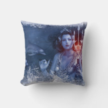Sea Witch Water Goddess Throw Pillow Wicca