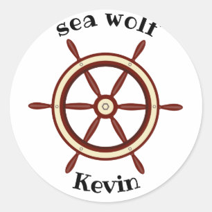 "SEA WOLF" ,steering wheel, personalised Classic Round Sticker