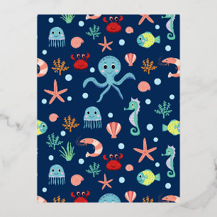 Sea World Foil Holiday Postcard