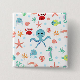 Sea World pattern 15 Cm Square Badge