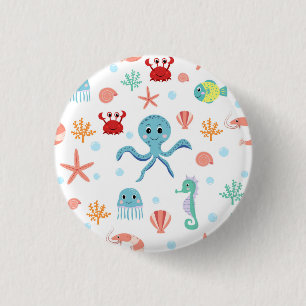 Sea World pattern 3 Cm Round Badge