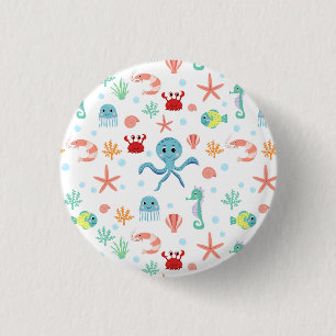 Sea World pattern 3 Cm Round Badge