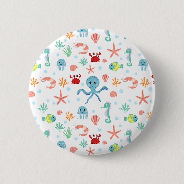 Sea World pattern 6 Cm Round Badge (Front)