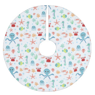 Sea World pattern Brushed Polyester Tree Skirt