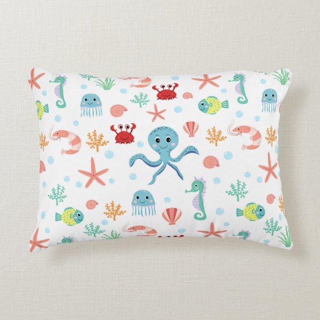 Sea World pattern Decorative Cushion (Front)