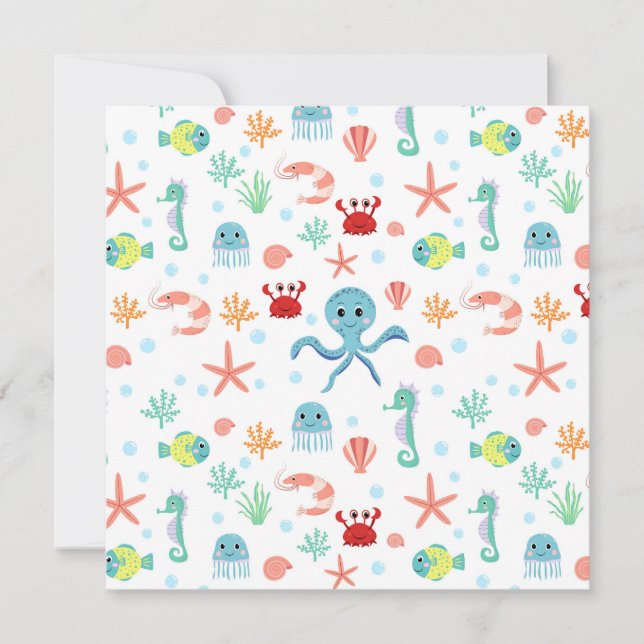 Sea World pattern Holiday Card (Front)