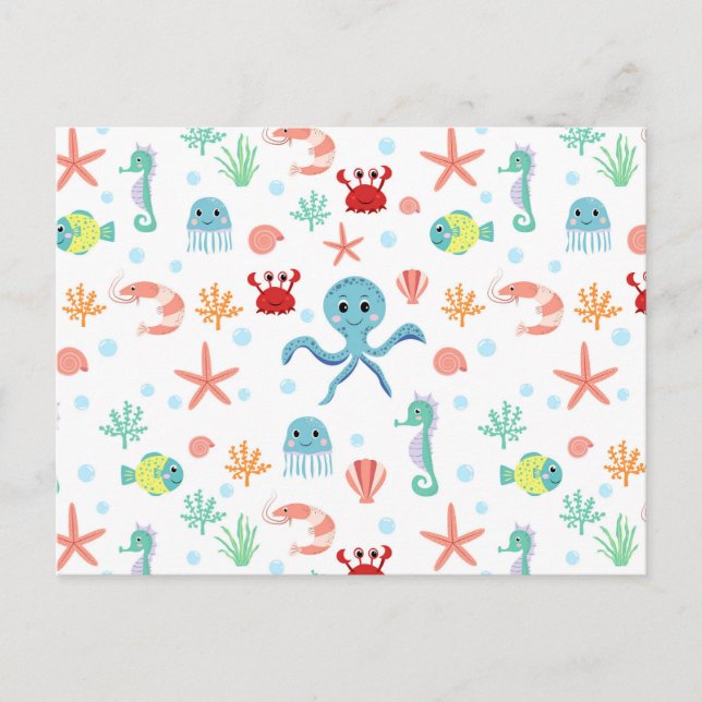 Sea World pattern Holiday Postcard (Front)