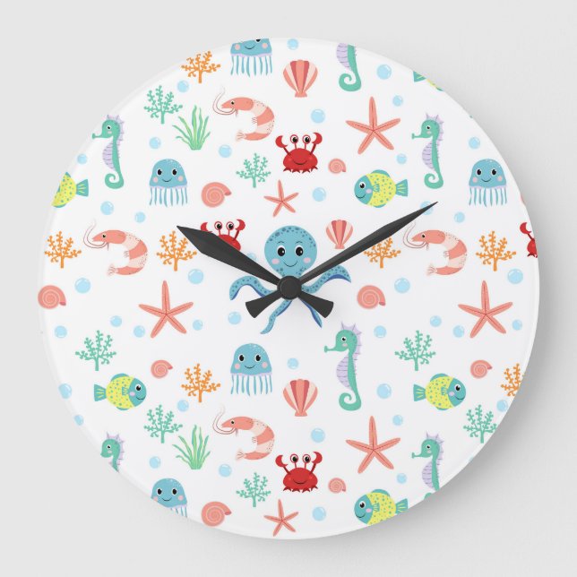 Sea World pattern Large Clock (Front)