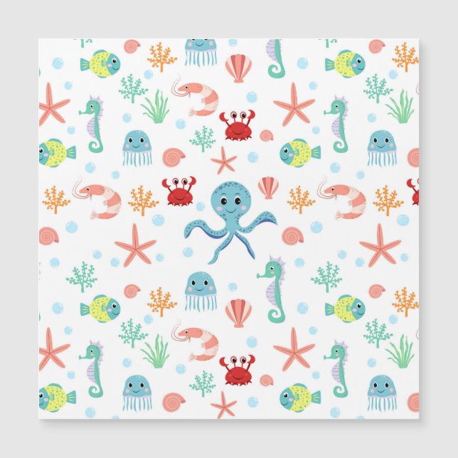 Sea World pattern Magnetic Invitation (Front)