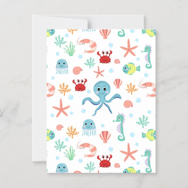 Sea World pattern Magnetic Invitation (Front)