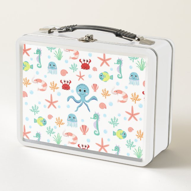 Sea World pattern Metal Lunch Box (Front)