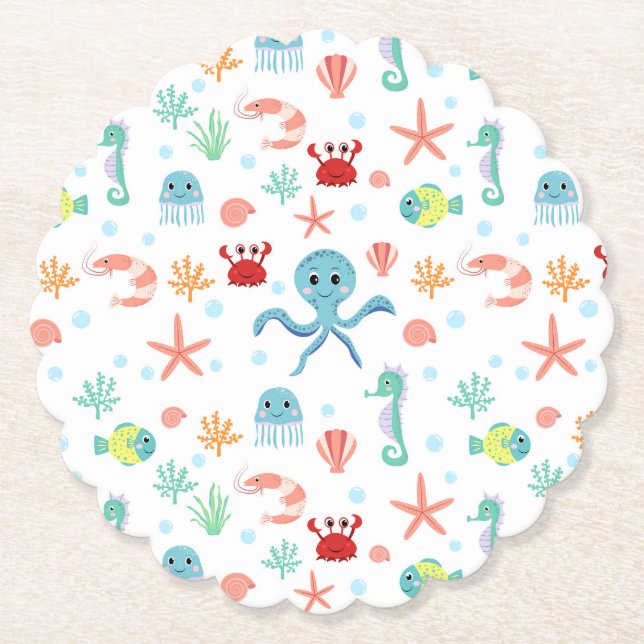 Sea World pattern Paper Coaster (Front)