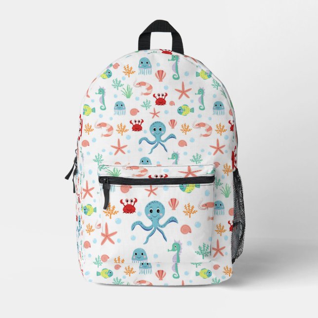 Sea World pattern Printed Backpack (Front)