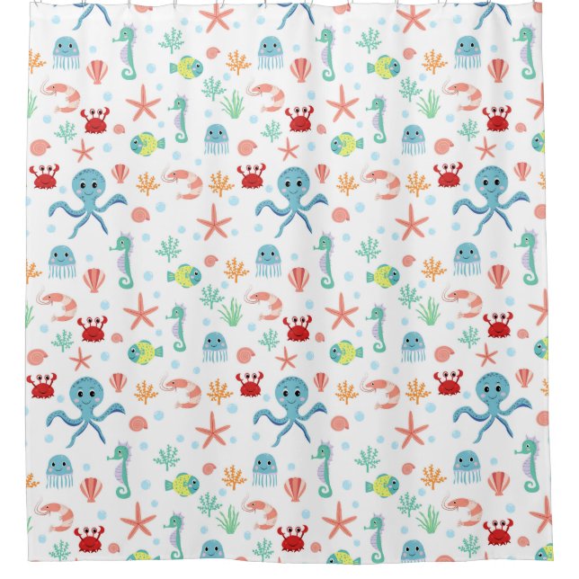 Sea World pattern Shower Curtain (Front)