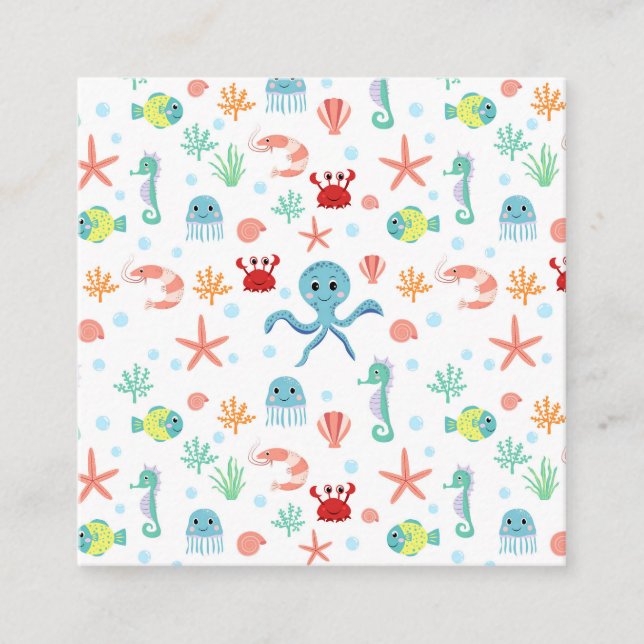 Sea World pattern Square Business Card (Front)