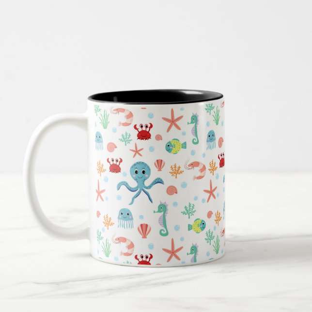 Sea World pattern Two-Tone Coffee Mug (Left)