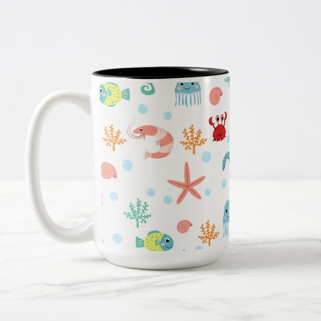 Sea World pattern Two-Tone Coffee Mug (Left)