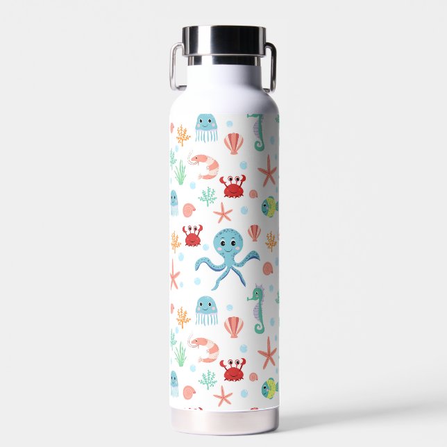 Sea World pattern Water Bottle (Front)