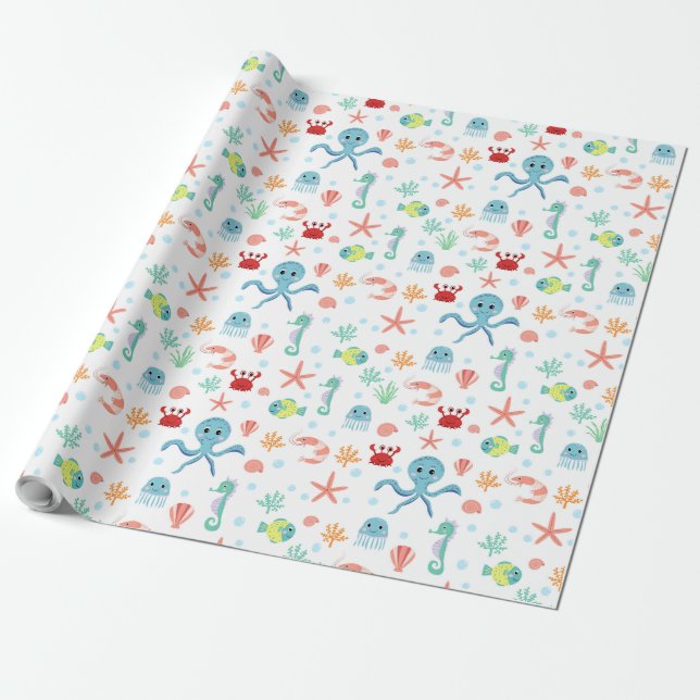 Sea World pattern Wrapping Paper (Unrolled)