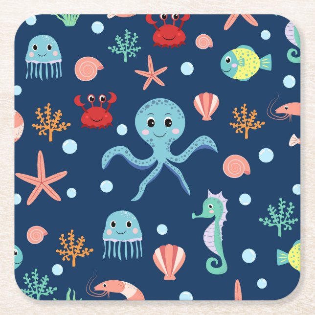 Sea World Square Paper Coaster (Front)