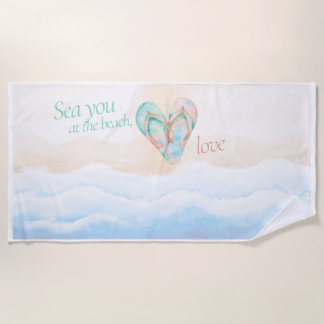 Sea You at the Beach Coastal Love Towel