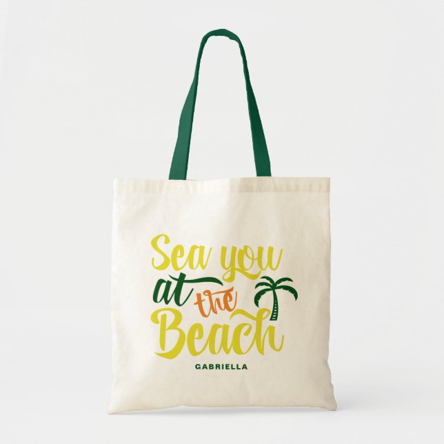 Sea You At The Beach Summer Quote Personalised Tote Bag (Front)