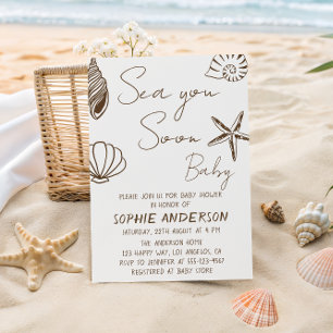 Sea You Soon Baby Boho Coastal Baby Shower Invitation