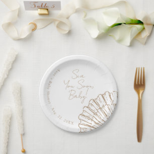 Sea You Soon Baby Chic Nautical Beige Baby Shower Paper Plate