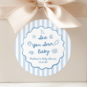 Sea You Soon Baby Coastal Baby Shower Classic Round Sticker