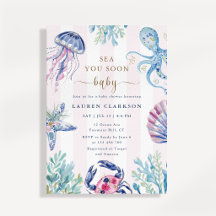 Sea You Soon Baby Coastal Baby Shower Invitation