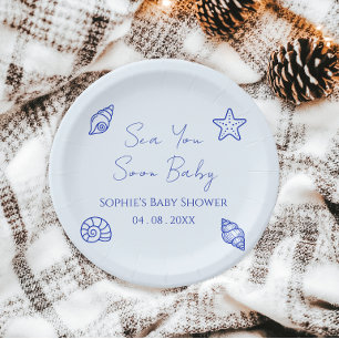 Sea You Soon Baby Coastal Baby Shower Paper Plate