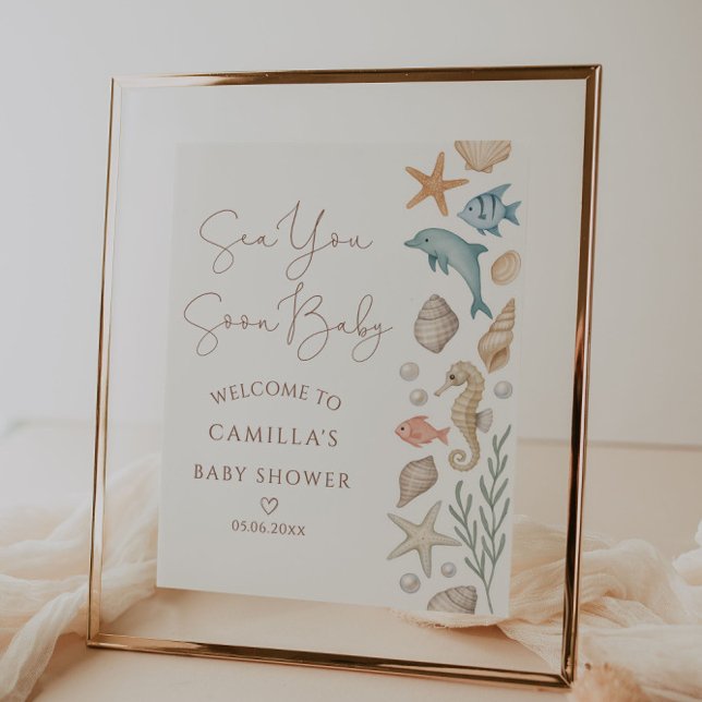 Sea You Soon Baby Coastal Baby Shower Welcome Poster (Creator Uploaded)