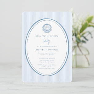 Sea You Soon Baby Coastal Blue Photo Baby Shower Invitation