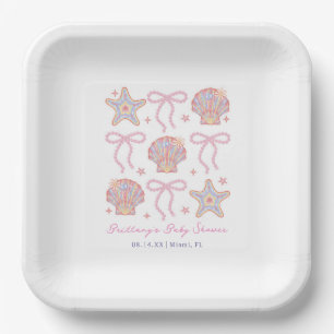Sea You Soon Baby Girl Coastal Baby Shower  Paper Plate