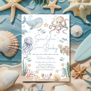 Sea You Soon Baby Ocean Animal Baby Shower Invitation