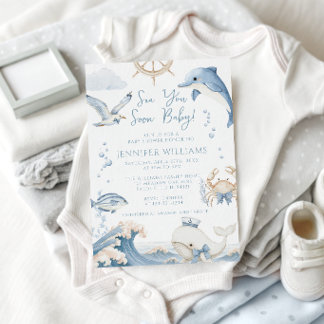 Sea You Soon Baby Ocean Boy Shower Invitation