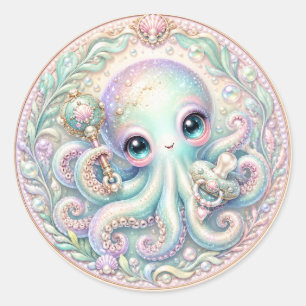 Sea You Soon Baby Octopus Under the Sea Shower Classic Round Sticker